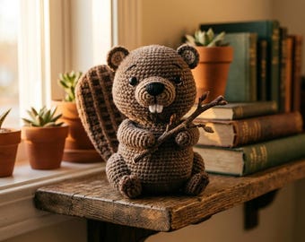 Schema per realizzare un castoro amigurumi all'uncinetto / Schema per amigurumi di Barry il castoro / Animale del bosco adatto ai principianti / Peluche fai da te in formato PDF