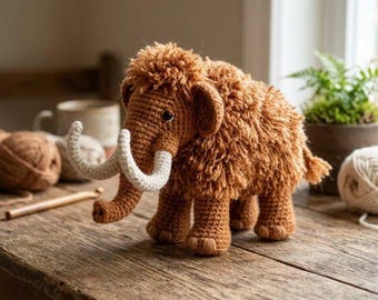 Woolly Mammoth Crochet Pattern PDF, Amigurumi Elephant Tutorial, Crochet Animal, Stuffed Mammoth Plush Pattern, Ancient World Decor