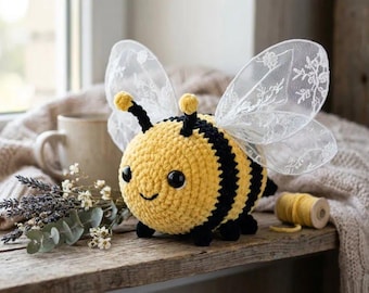 Bumble Bee Crochet Pattern, Amigurumi Bee Plushie Tutorial, Beginner Friendly Crochet Animals, Chubby Bee Stuffed Animal PDF  Insect Pattern