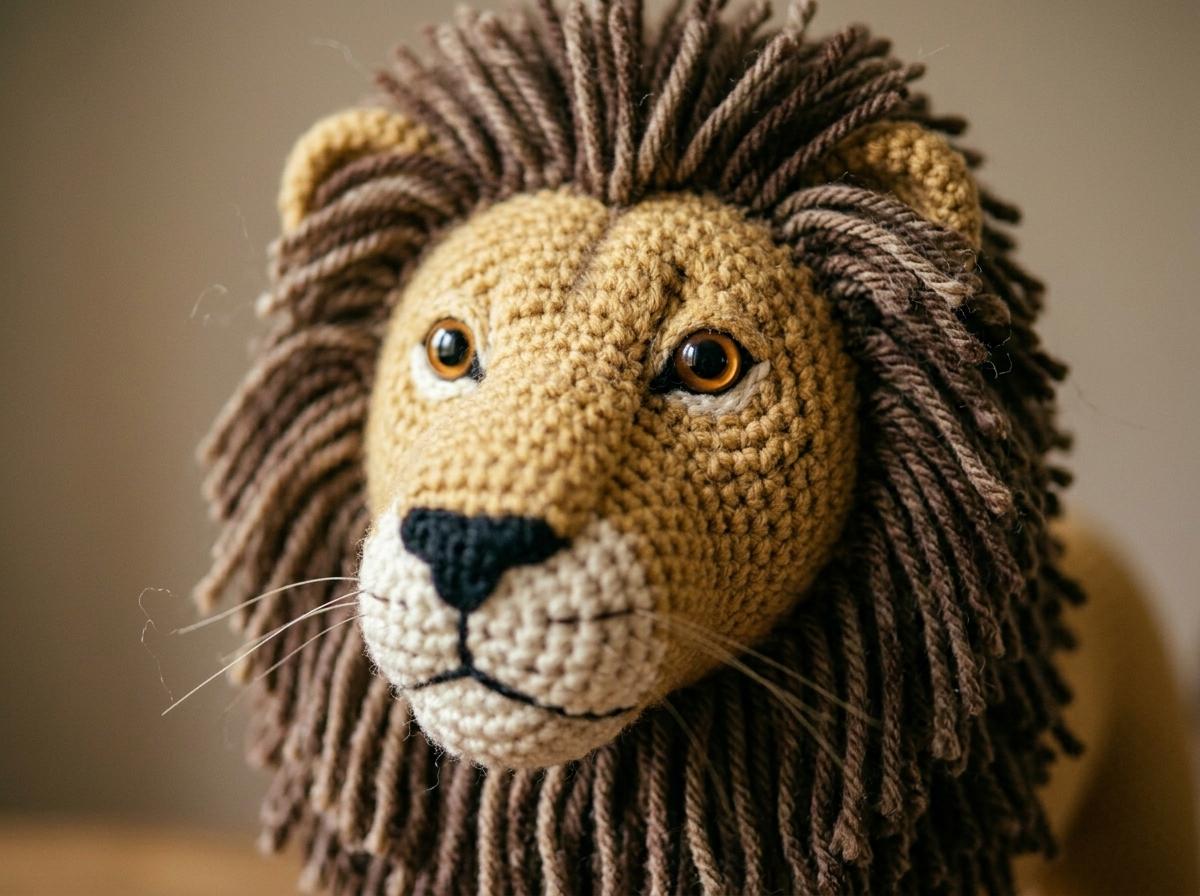 Realistic Amigurumi Lion Crochet Pattern PDF | Standing Lion With Yarn ...