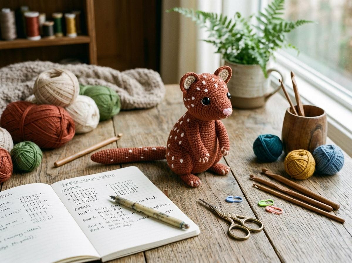 Weasel Rochet Pattern Spotted Weasel Amigurumi Crochet Pattern - Intermediate Stuffed Animal ...