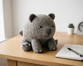 Chunky Wombat Amigurumi Crochet Pattern, Realistic Australian Animal Plush, Beginner-Intermediate Stuffed Animal PDF, Grey Wombat Pattern
