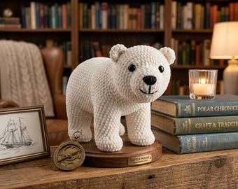Patrón de oso polar a crochet, oso amigurumi fácil, oso polar de peluche grueso, animal ártico a crochet, patrón de cuerpo sin costuras, animal de hilo grueso