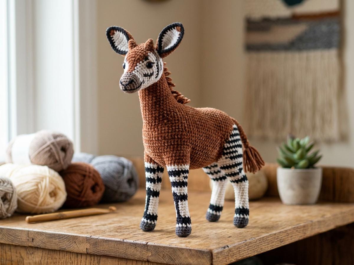 Okapi Animal Pattern Okapi Crochet Pattern Amigurumi Animal PDF, Realistic Jungle Giraffe ...
