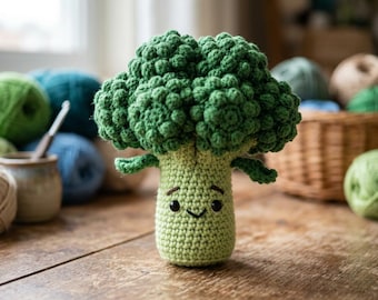 Patrón de amigurumi de brócoli a crochet - Patrón de comida a crochet fácil para principiantes - Peluche de verdura realista - Descarga instantánea en PDF