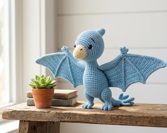 Pterodactyl Amigurumi Pattern, Crochet Flying Dinosaur, Amigurumi Toy Pattern Dinosaur Crochet PDF Kids Room Decor Easy Crochet Pattern Dino