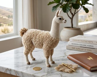 Patrón de amigurumi de llama en PDF, tutorial para principiantes sobre peluches, patrón digital paso a paso de peluche de llama de alpaca.