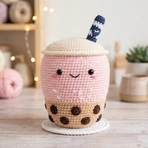Boba Tea Amigurumi Crochet Pattern PDF, Kawaii Bubble Tea Plushie, Beginner Friendly Cute Food Plush Toy Download, Digital Pattern