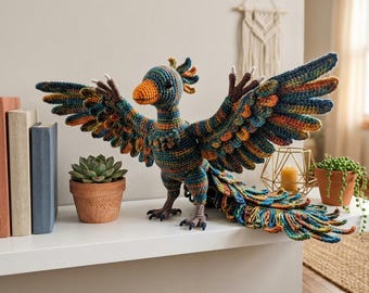 Mythical Phoenix Crochet Pattern, Amigurumi Bird Tutorial, Fantasy Animal Crochet, Large Winged Bird Plush Pattern, PDF Digital Download