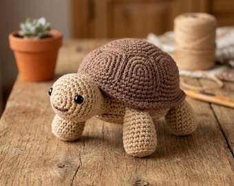 Patrón de amigurumi a crochet: Tommy la tortuga / Tutorial de crochet de tortuga realista / PDF de amigurumi para principiantes / Patrón de juguete de peluche para hacer tú mismo