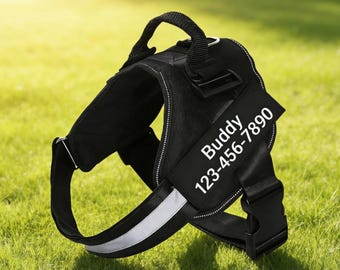 Personalized No-Pull Dog Harness, Reflective Padded Vest for Training Walks
