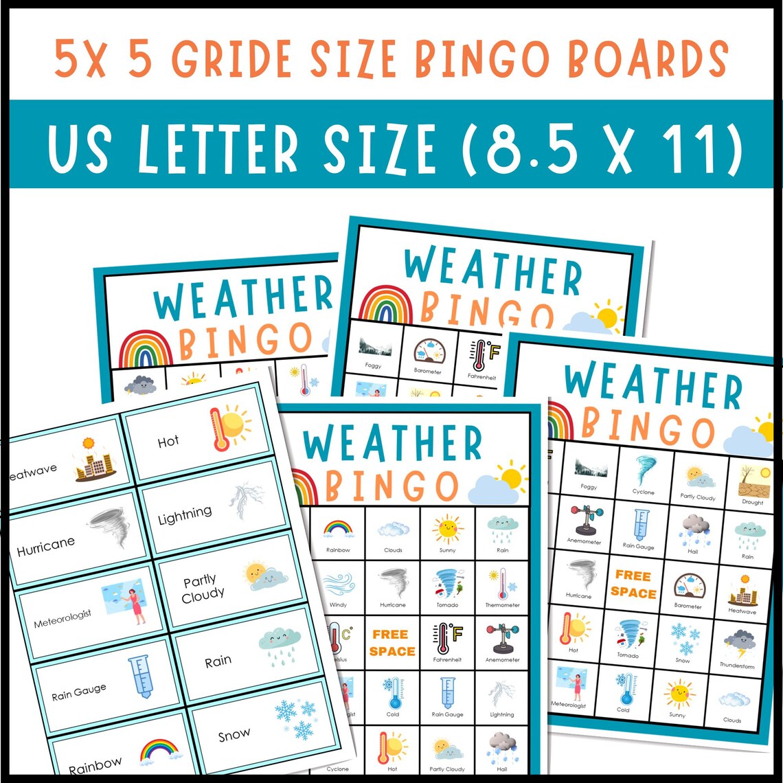 Weather Science Unit Bingo Games Extreme Severe Climate Vocabulary ...