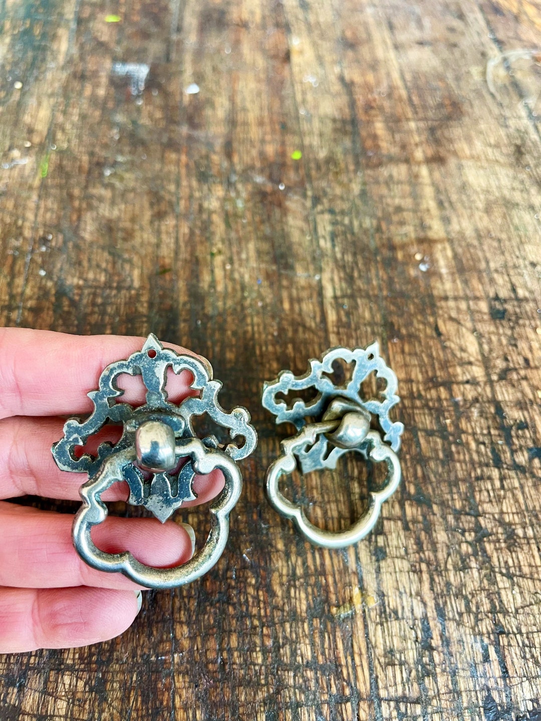 Brass Pair Vintage Drawer Pulls Etsy