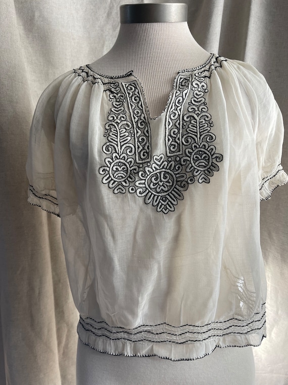 Vintage 1930s hand embroidered blouse made in Hung