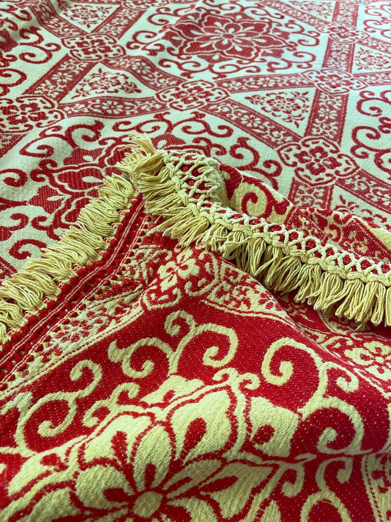 Bates Bedspread Vintage 1970s Double Size Orange and Yellow Etsy