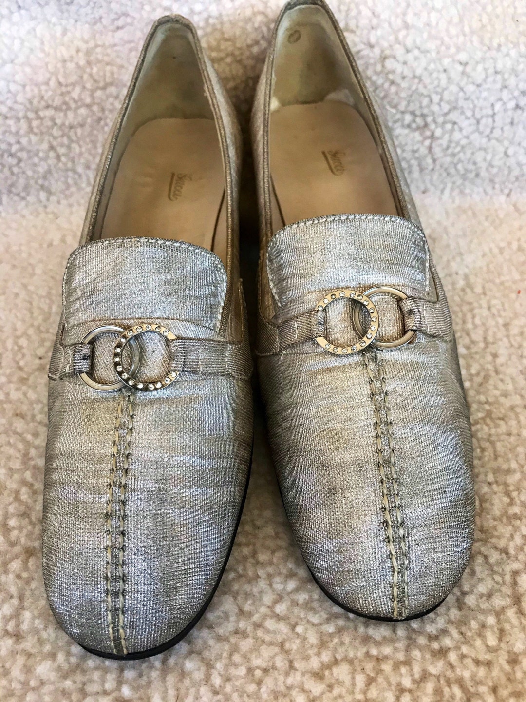 Gucci Handmade Shoes Mod Mid Century Metallic Low Heeled Pump With ...