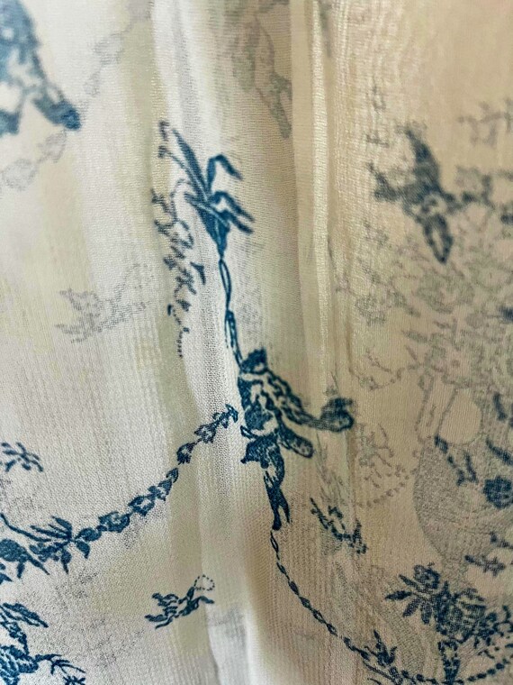 40s nightgown dress sheer blue and white small/me… - image 8