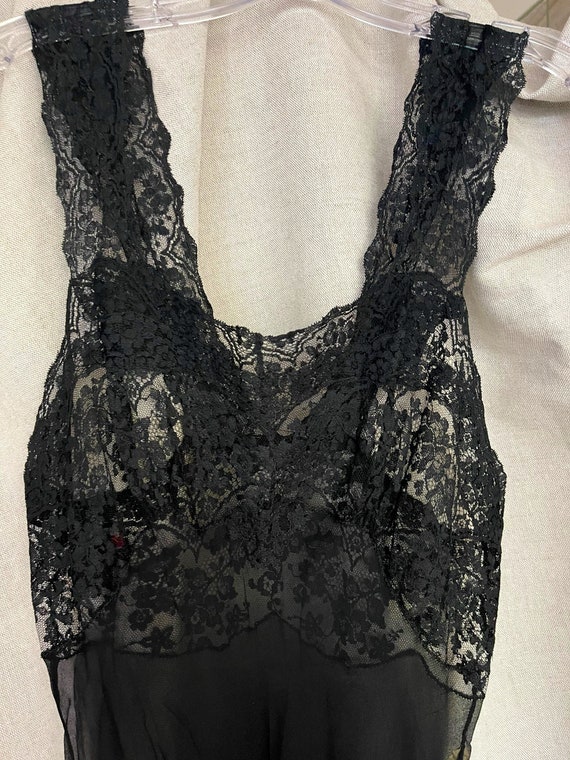 Vintage silk slip chantilly lace slip dress Saks … - image 7