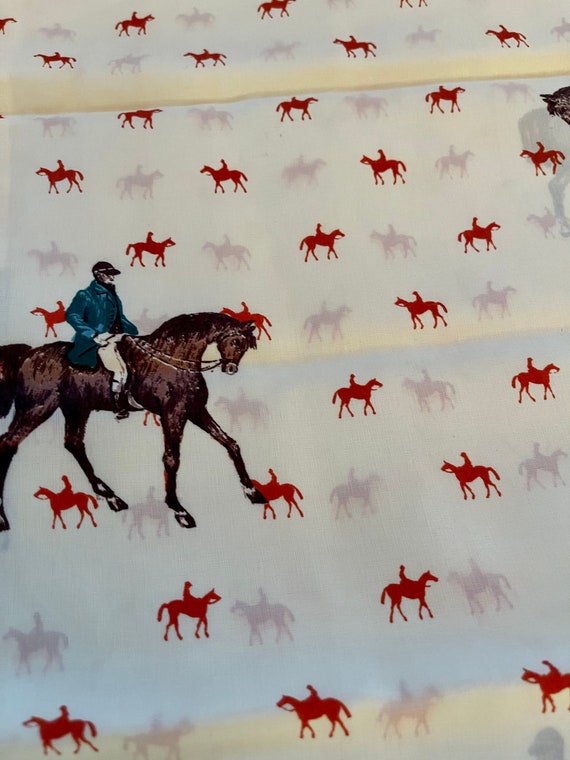 Vintage 50s silk scarf equestrian orange horse sh… - image 5