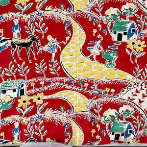 Novelty print fabric vintage
