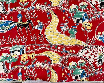 Vintage novelty print fabric