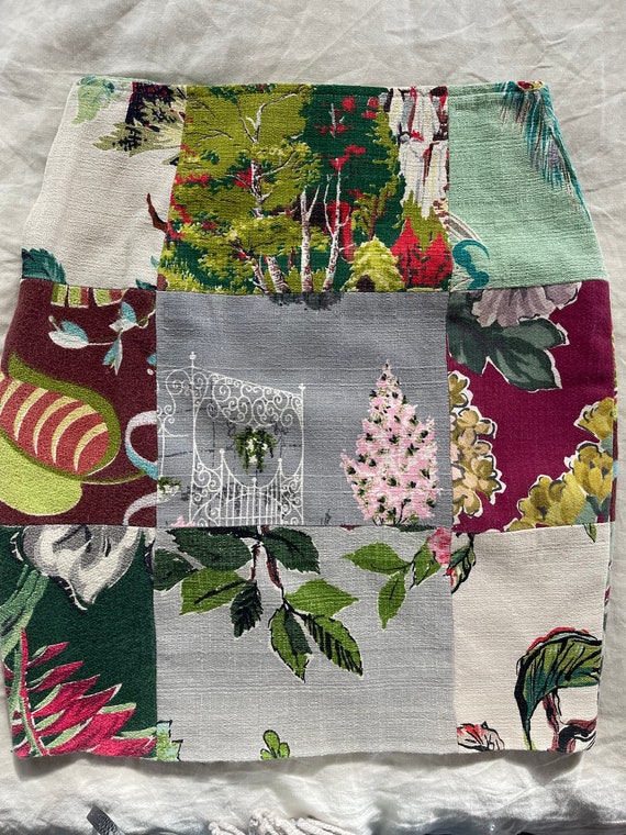 Todd Oldham patchwork barkcloth skirt 7 times sev… - image 5