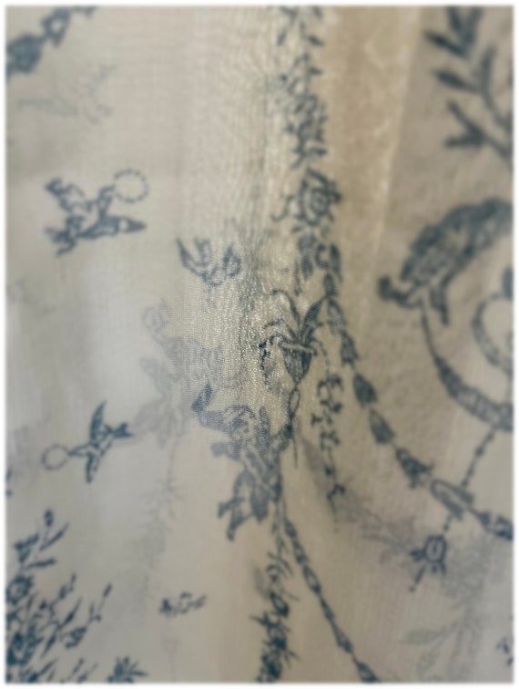 40s nightgown dress sheer blue and white small/me… - image 6