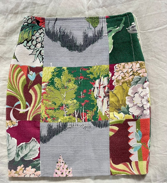 Todd Oldham patchwork barkcloth skirt 7 times sev… - image 1