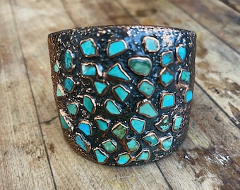 Rare mid century copper and turquoise cuff bracelet stamped from Bell  Trading Co