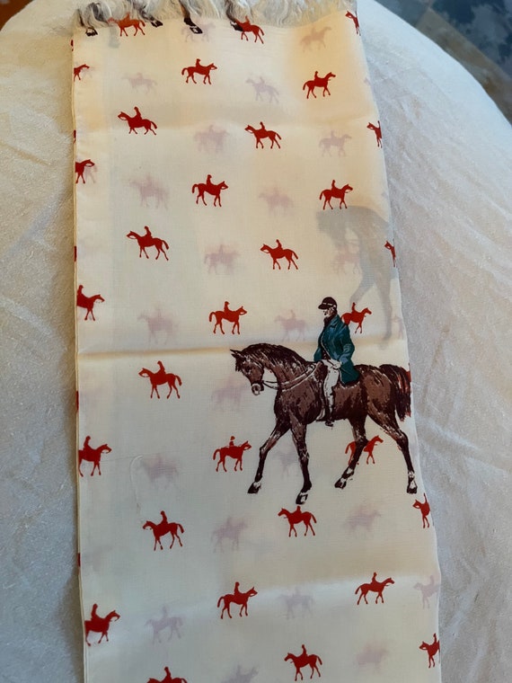 Vintage 50s silk scarf equestrian orange horse sh… - image 4