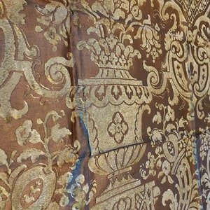 Fortuny fabric made in Italy designer textile avacado green and silvery gold one yard