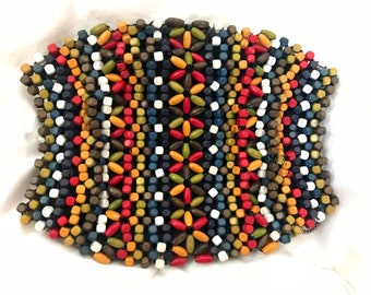 Vintage Czech ethnic beaded purse hand clutch free shipping