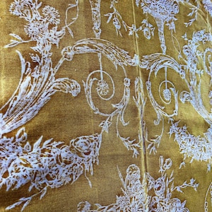 Fortuny fabric yardage rare made in Italy yellow and antique white one yard free shipping