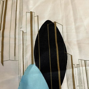 Mid century modern vintage fabric remnant unusual textile