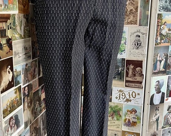 Vintage western pants 1970s Lasso label western wear midnight dark blue and white pattern  high rise flared free shipping