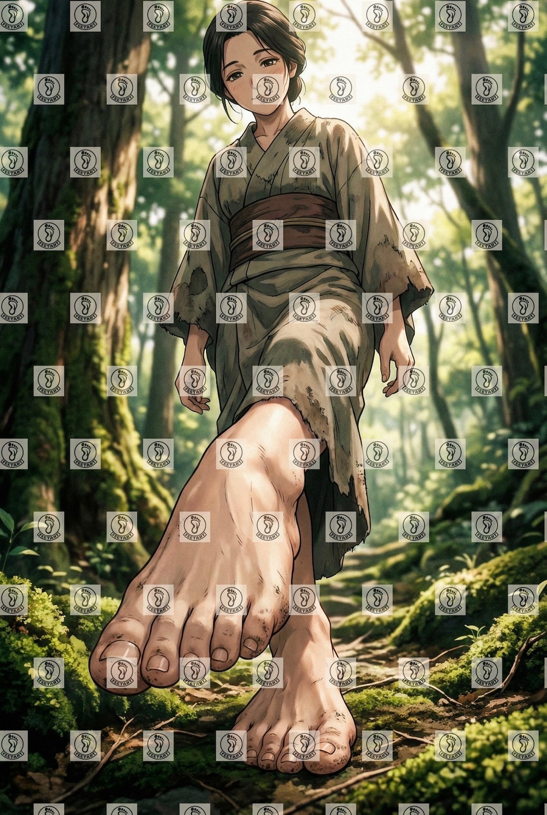 Anime Girl Barefoot Art 5 Pack | Sensual Female Feet | Manga Feet Close ...