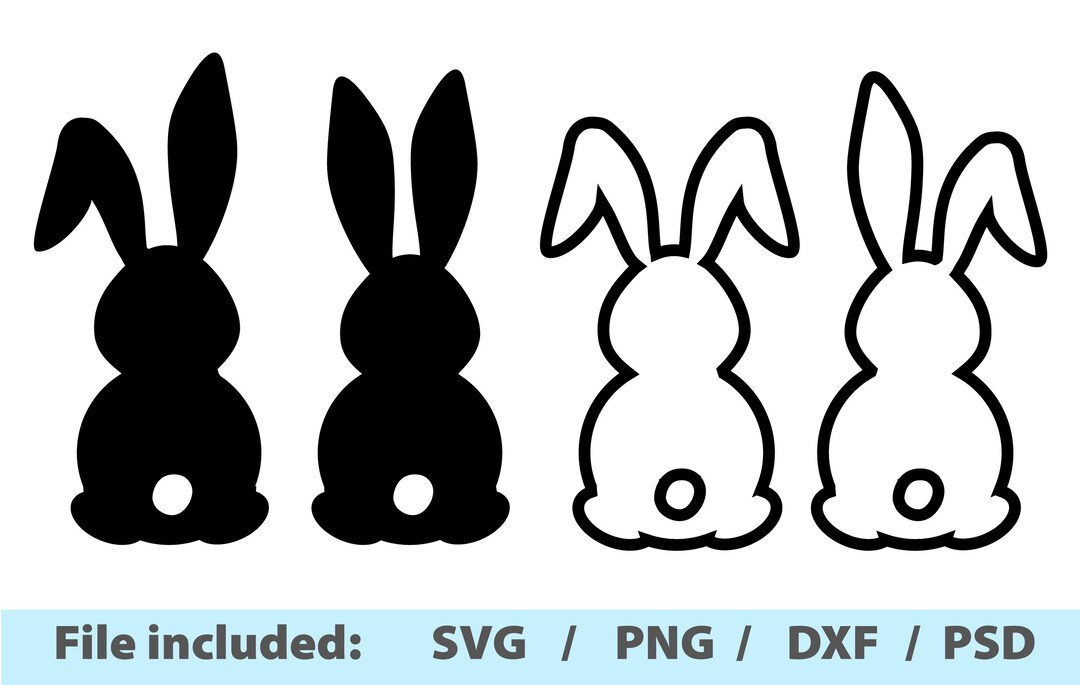 Easter Bunny Outline Silhouette Bundle, Shape Set: SVG PNG DXF (digital ...