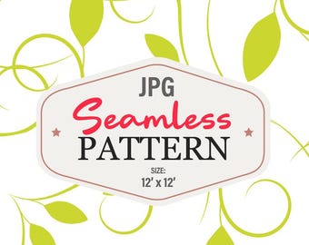 Floral Seamless Pattern with green leaves: Hand-Drawn Repeat Design (Digital Download)