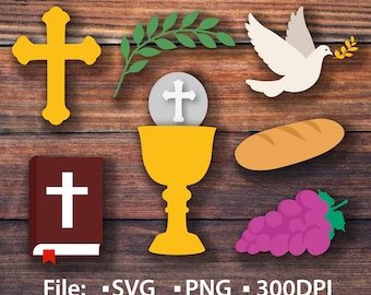 First Communion Bundle Pack: Christian Religious Clipart Set SVG PNG (Digital Download) Cut File