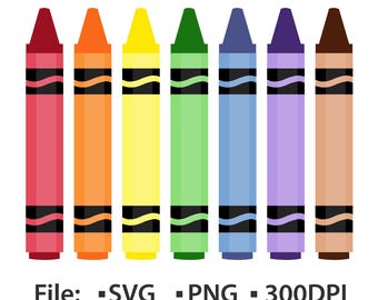 Crayon Set, Crayon Cut File, Design Bundle Pack: Clipart SVG PNG (Digital Download)