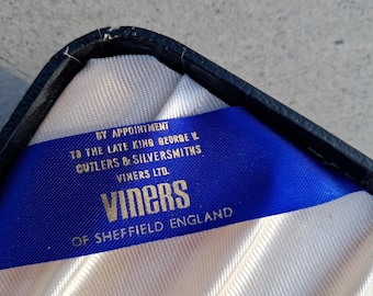 Juego de postre vintage Viners of Sheffield de plata, en caja, 6 tenedores para pasteles y pala para tartas, EPNS A1 Art Deco de los años 30. Regalo ideal para la hora del té.