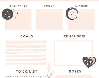 Minimalist Aesthetic Daily Planner Printable PDF Pink Soft Neutral ...