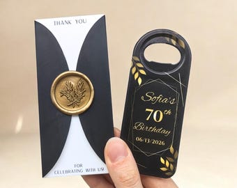 Bomboniere per festa di compleanno: apribottiglie con scatola.