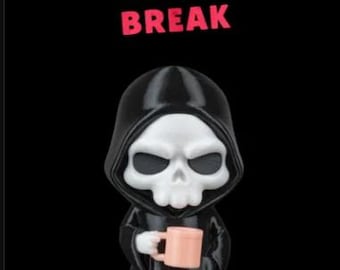 3D gedruckte Sensenmann Figur - Coffin Break, Gothic Halloween Decor
