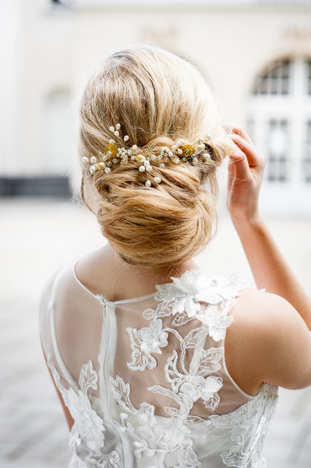 Gold Hair Piece For Bride To Be Nyc Bride Hair Comb Wedding Etsy