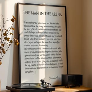 Bord The Man In The Arena, The Man In The Arena ingelijst, Theodore Roosevelt, The Man in the Arena, muurdecoratie kantoor, muurkunst woonkamer
