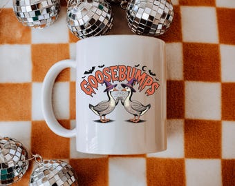 Goosebumps Mug, Funny Goose Halloween Mug, Witch Goose Coffee Mug, Spooky Season Gift, Goose Lover Mug