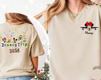 Disney Trip 2026 Family Shirts – Personalized Matching Disney Vacation Tee, Custom Name Front Pocket Shirt, Disneyland Outfit