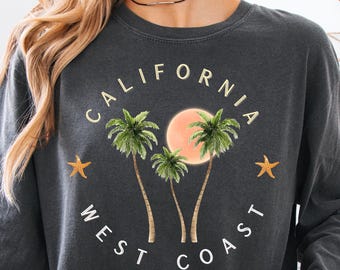California West Coast Palm Tree Shirt, SoCal Beach Top, Coastal California Tee, Summer Vacation Outfit, West Coast Style Gift