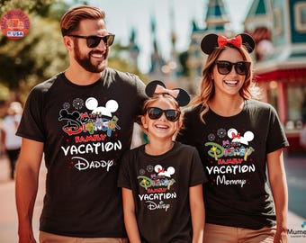 Disney Family Vacation Shirts – Matching Disney Shirts for Family Trip, Personalized Disney World Shirt with Custom Name